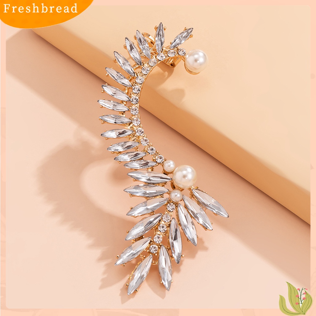 &lt; Freshbread &gt; 1Pc Klip Telinga Berlebihan Geometris Mengkilap Tinggi Berlian Imitasi Electroplating Ear Ornament Tanpa Tindik Fashion Kristal Imitasi Mutiara Auger Telinga Manset Perhiasan Aksesoris