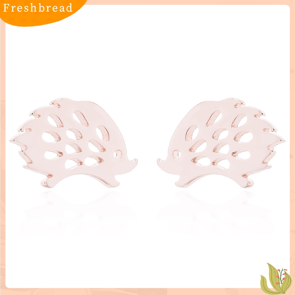 &lt; Freshbread &gt; Stainless Steel Minimalis Berongga Landak Wanita Stud Earrings Perhiasan Hadiah