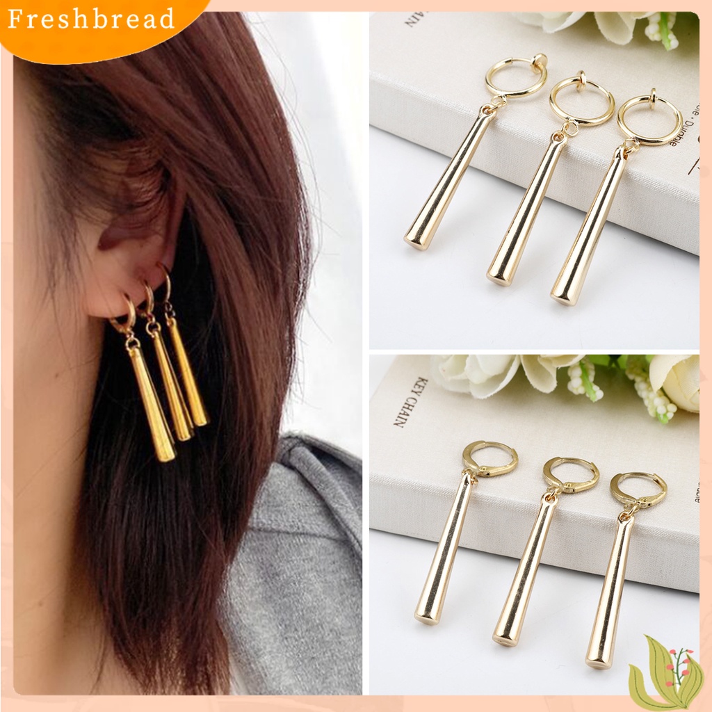 &lt; Freshbread &gt; 1set Wanita Anting Gantung Warna Solid Paduan Sederhana Tahan Lama Lady Hook Earrings Perhiasan Wanita