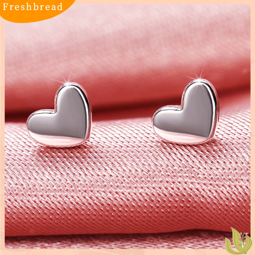 &lt; Freshbread &gt; 1pasang Anting Stud Bentuk Hati Permukaan Halus Perhiasan Elegan Glossy Earrings Jewelry Gifts