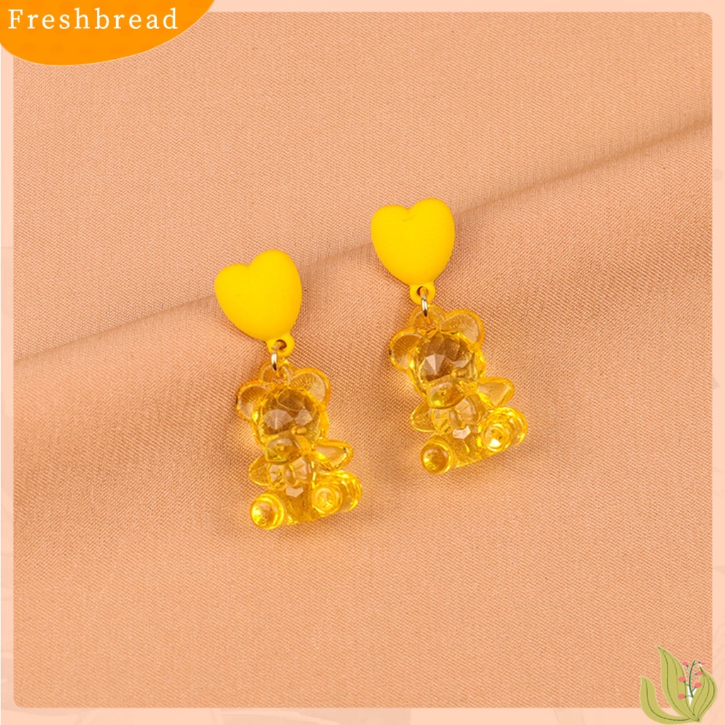 &lt; Freshbread &gt; 1pasang Anting Drop Bentuk Beruang Chic Nyaman Kartun Beruang Manis Anting Untuk Hadiah