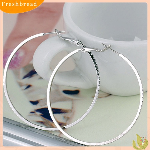 &lt; Freshbread &gt; Wanita Fashion Bulat Lingkaran Besar Hoop Besar Huggie Loop Earrings Perhiasan