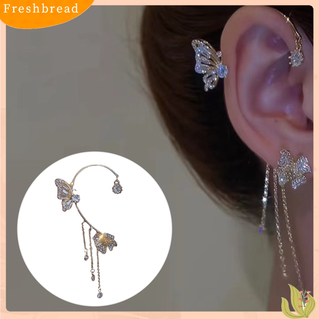 &lt; Freshbread &gt; 1Pc Anting Kupu-Kupu Rumbai Desain Indah Tahan Luntur Tidak Sakit Mudah Dipakai Logam Hias Gaya Kupu-Kupu Elegan Klip Telinga Perhiasan Hadiah Ulang Tahun