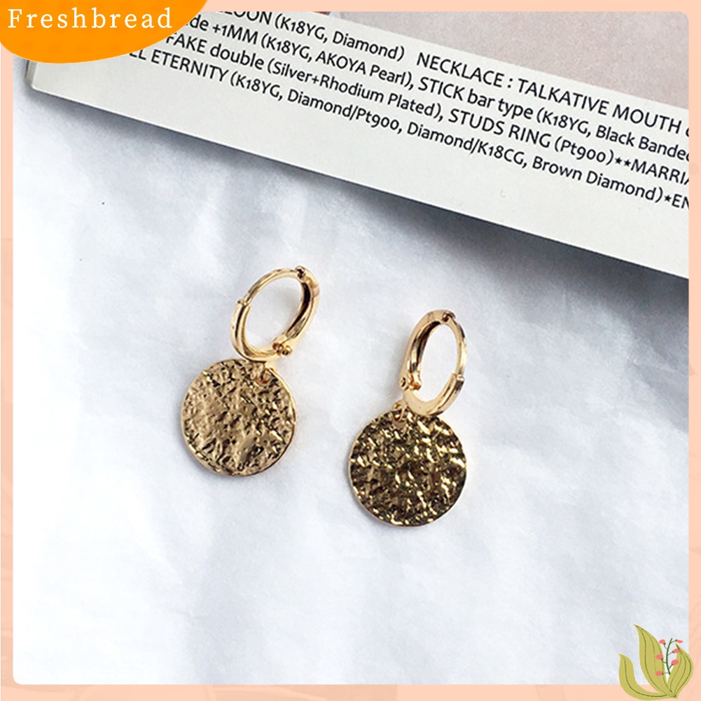 &lt; Freshbread &gt; Vintage Wanita Bulan Sabit Kunci Bulat Menjuntai Drop Huggie Earrings Perhiasan Hadiah