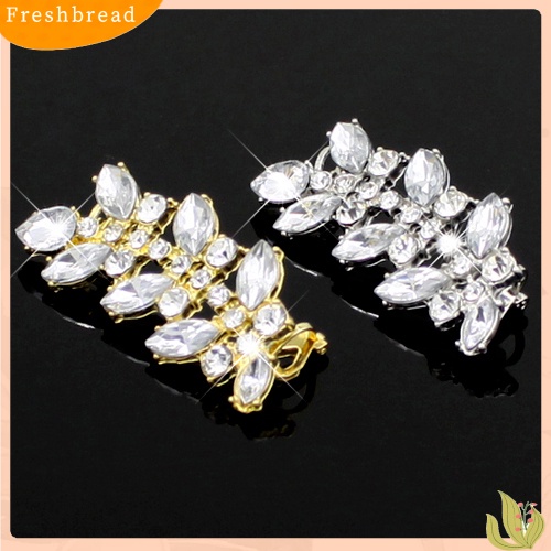 &lt; Freshbread &gt; Wanita Gaya Punk Kristal Berlian Imitasi Daun Telinga Klip Manset Anting Perhiasan Charms