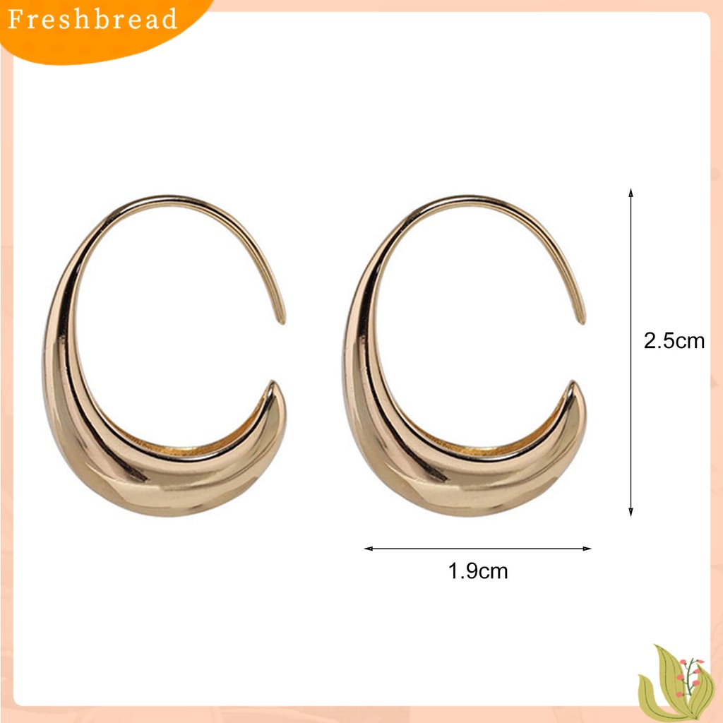 &lt; Freshbread &gt; 1pasang Anting Huggie Wanita Warna Solid Permukaan Halus Kilau Sederhana Bentuk Tetesan Air Women Earrings Perhiasan Perempuan