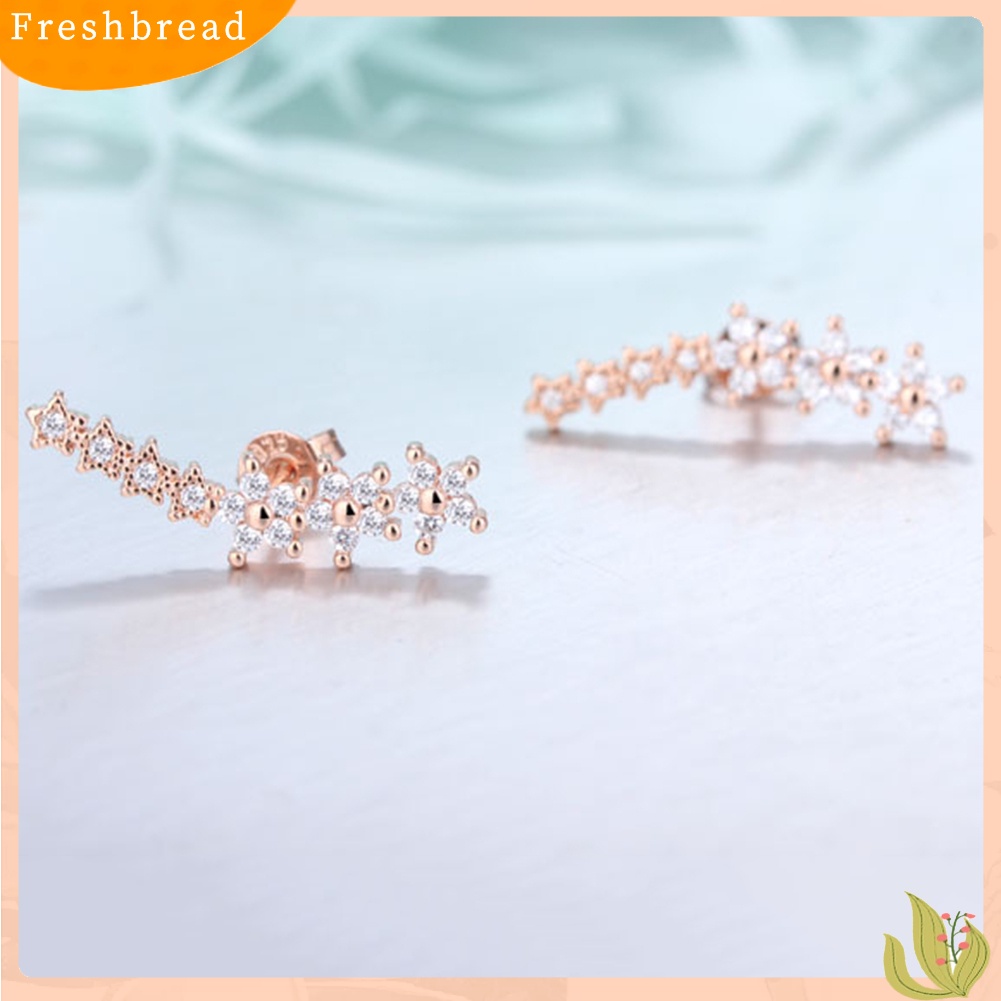 &lt; Freshbread &gt; Fashion Bintang Manis Cubic Zirconia Stud Earrings Perhiasan Indah Wanita