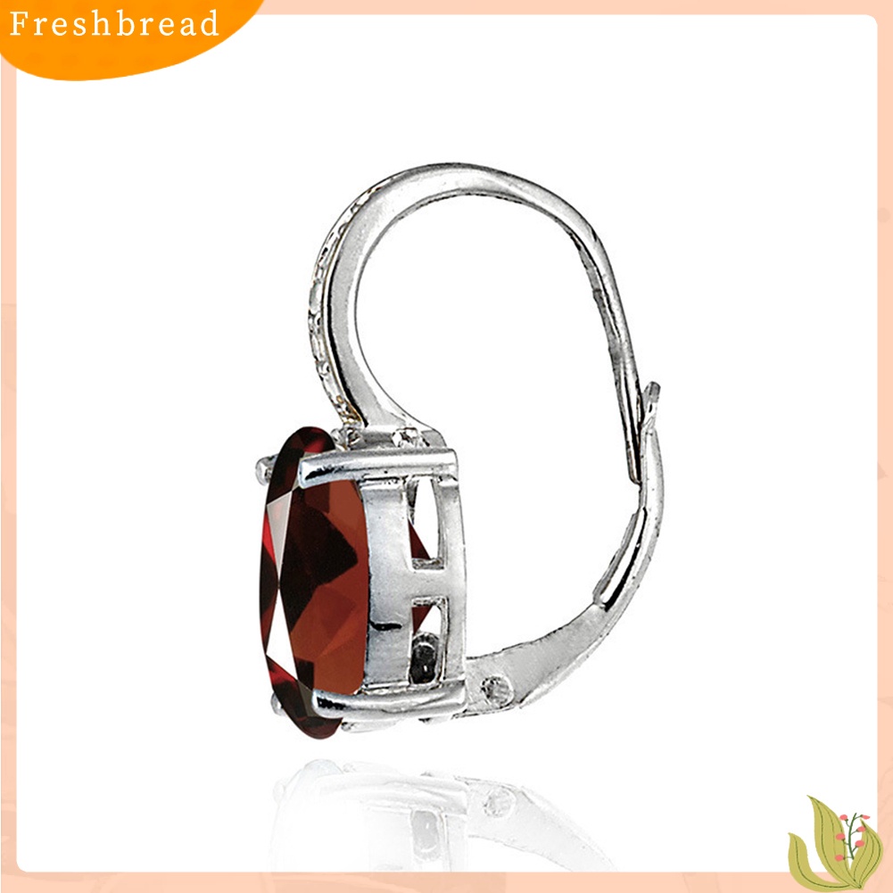 &lt; Freshbread &gt; Fashion Oval Kubik Zirkon Wanita Leverback Anting Pesta Perjamuan Pesona Perhiasan