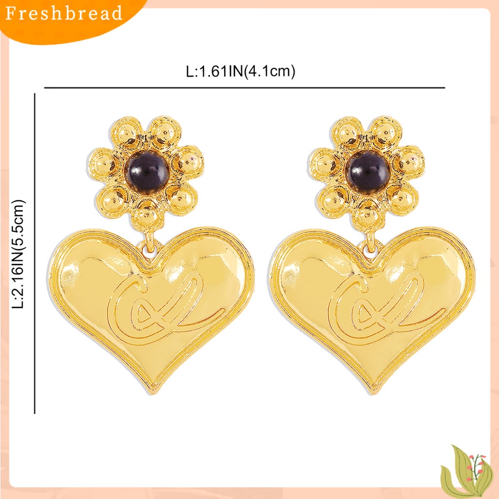 &lt; Freshbread &gt; 1pasang Liontin Anting Temperamen Geometris Jenis Perancis Mutiara Imitasi Bentuk Bunga Berdandan Hias Gaya Istana Vintage Hati Menjuntai Anting-Anting Perhiasan Aksesori