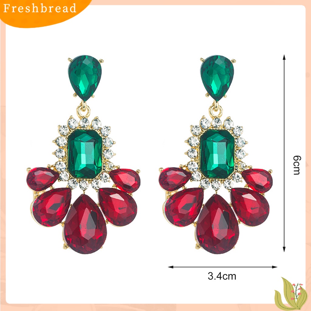 &lt; Freshbread &gt; 1pasang Anting Warna-Warni Berlian Imitasi Berwarna Eye-catching Semua Pertandingan Mengkilap Elegan Sehari-Hari Memakai Vintage Aksesori Menjuntai Tahan Lama Untuk Pesta