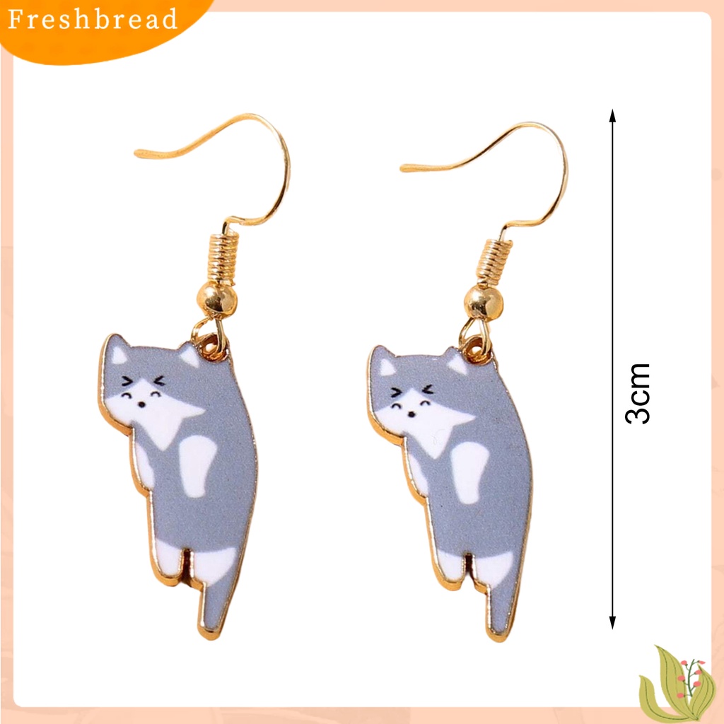 &lt; Freshbread &gt; 1pasang Anting Kait Perhiasan Lapis Hewan Kartun Kilau Terang Drop Earrings Untuk Pacaran