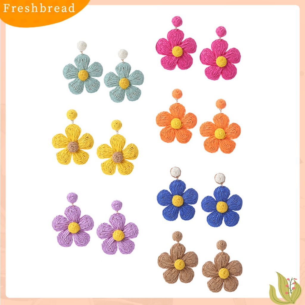 &lt; Freshbread &gt; 1pasang Anting Wanita Bunga Warna Cerah Perhiasan Gaya Liburan Floral Drop Earrings Untuk Pantai