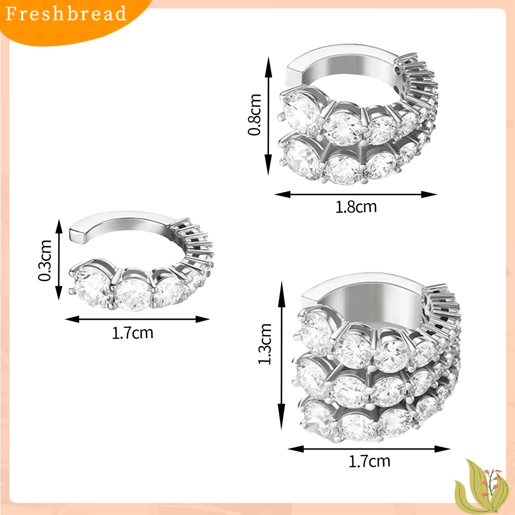 &lt; Freshbread &gt; 1Pc Anting Wanita Berkilau Desain Berlian Imitasi Efek Visual Mengkilap Multi-layer Semua Pertandingan Hias Warna Hidup Wanita Klip on Anting-Anting Non-Piercing