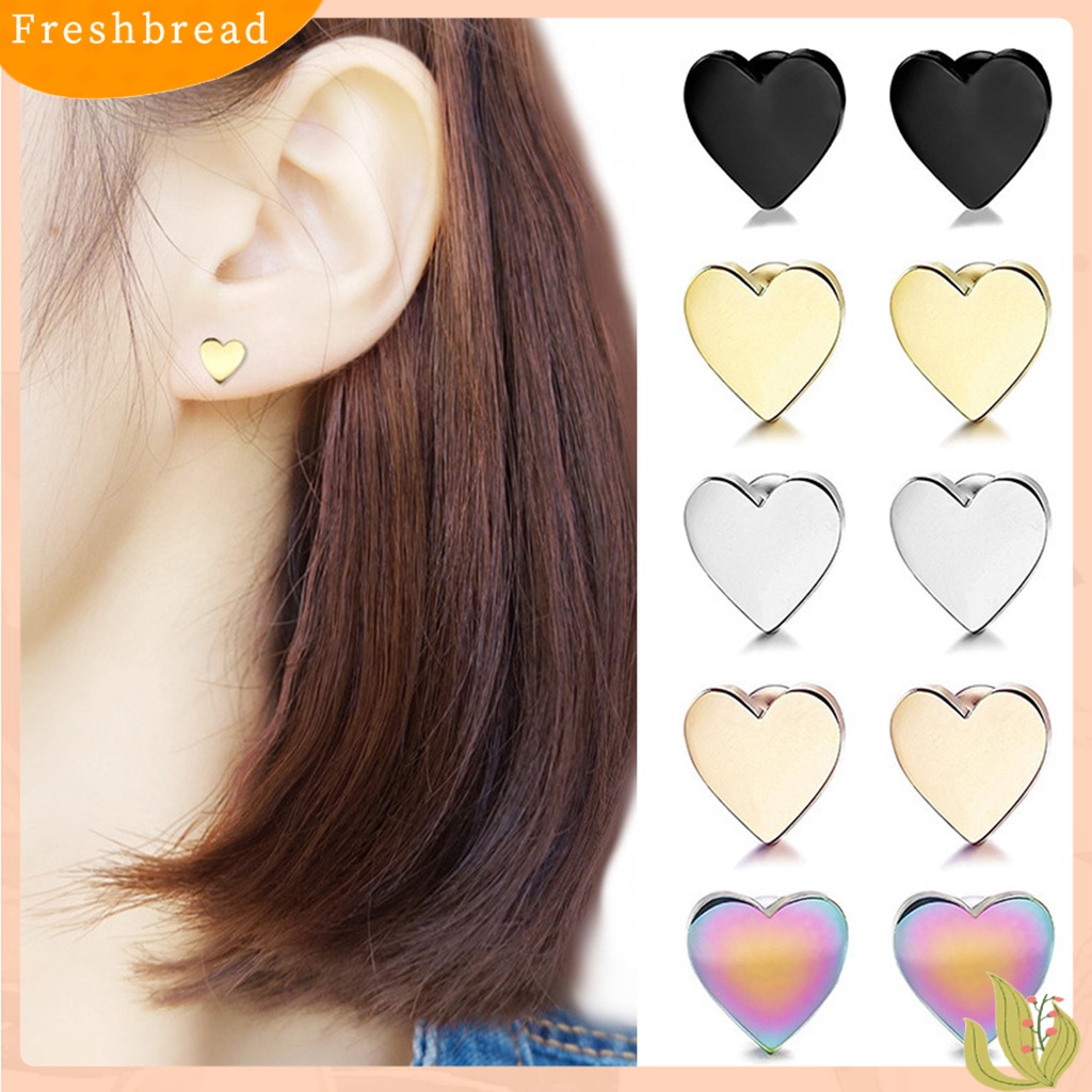 &lt; Freshbread &gt; 1Pc Cartilage Ear Stud Earring Electroplating Geometric Bright Luster Bebas Alergi Nyaman Hadiah Hias Pria Wanita Bentuk Hati Tragus Ear Stud