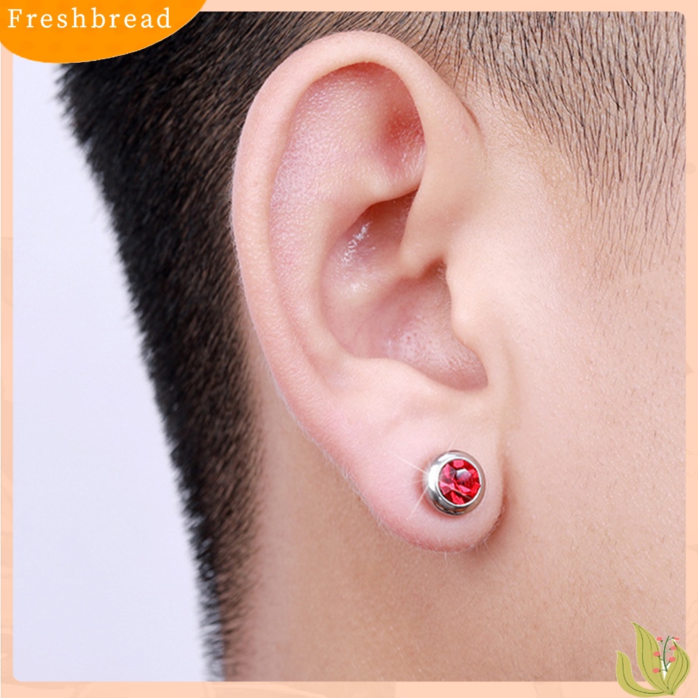 &lt; Freshbread &gt; Unisex Berlian Imitasi Stainless Steel Ear Stud Earrings Helix Piercing Perhiasan Hadiah