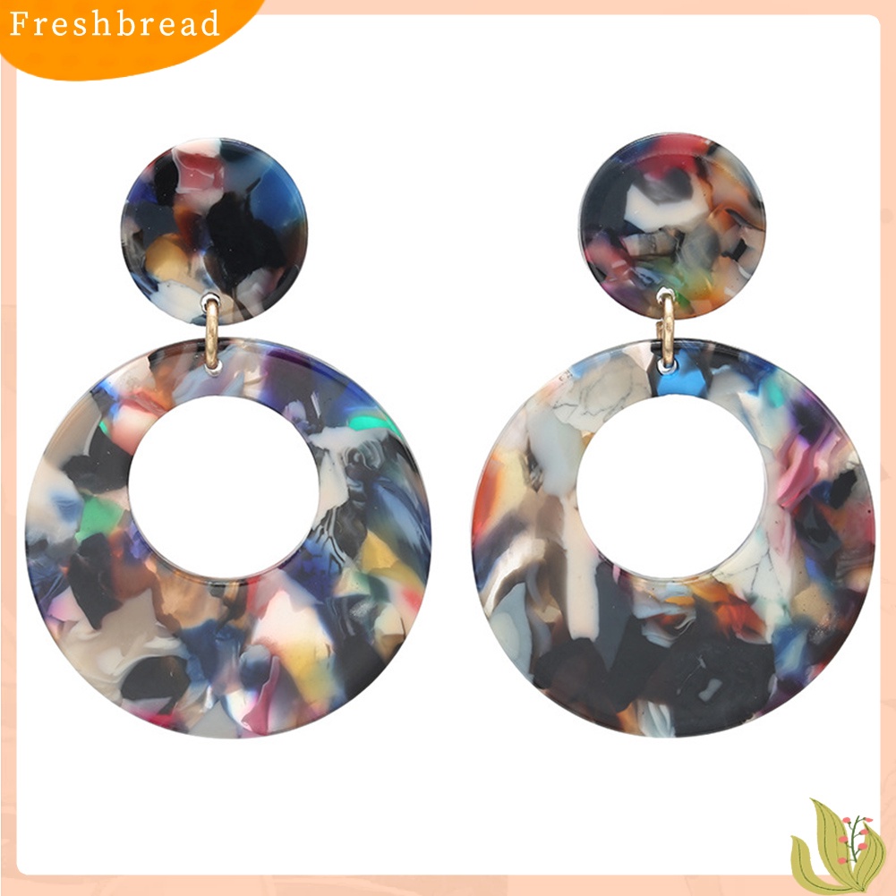 &lt; Freshbread &gt; Vintage Wanita Berongga Bulat Geometris Menjuntai Telinga Stud Anting Pesta Perhiasan Hadiah