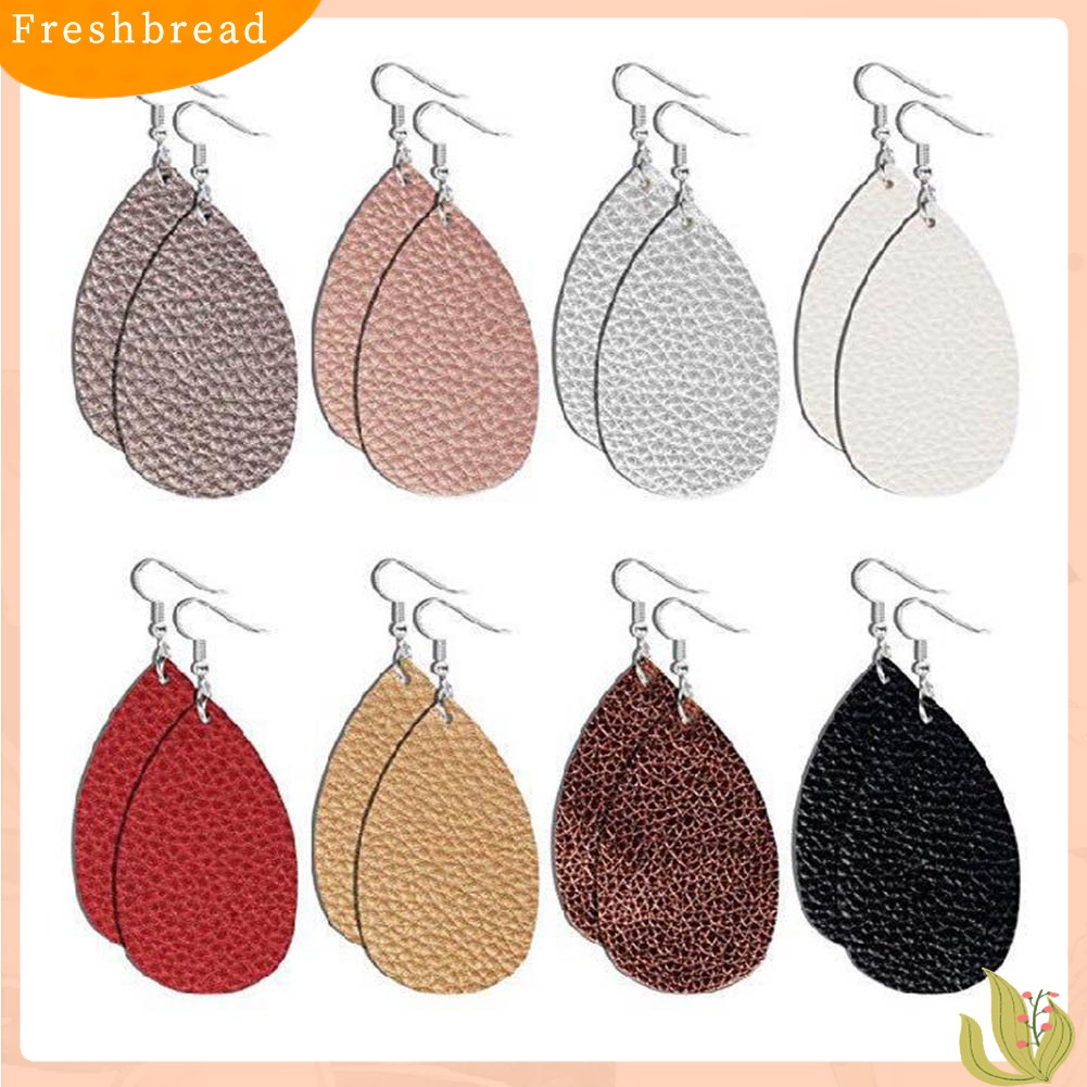 &lt; Freshbread &gt; Wanita Tekstur Leci Kulit Imitasi Bucket Drop Hook Anting Hadiah Perhiasan Pesta