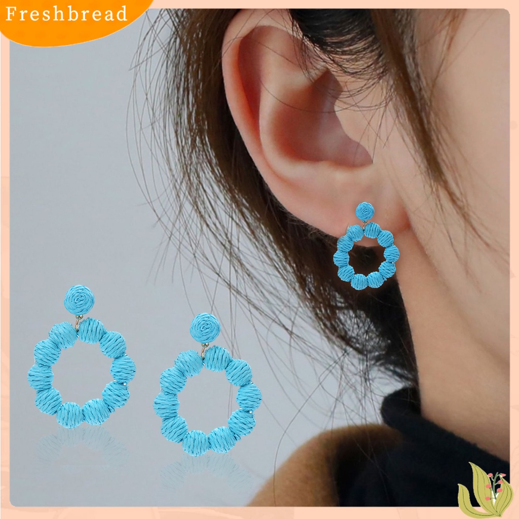 &lt; Freshbread &gt; 1pasang Drop Earrings Bulat Perhiasan Gaya Liburan Bohemian Geometris Menjuntai Anting Untuk Liburan