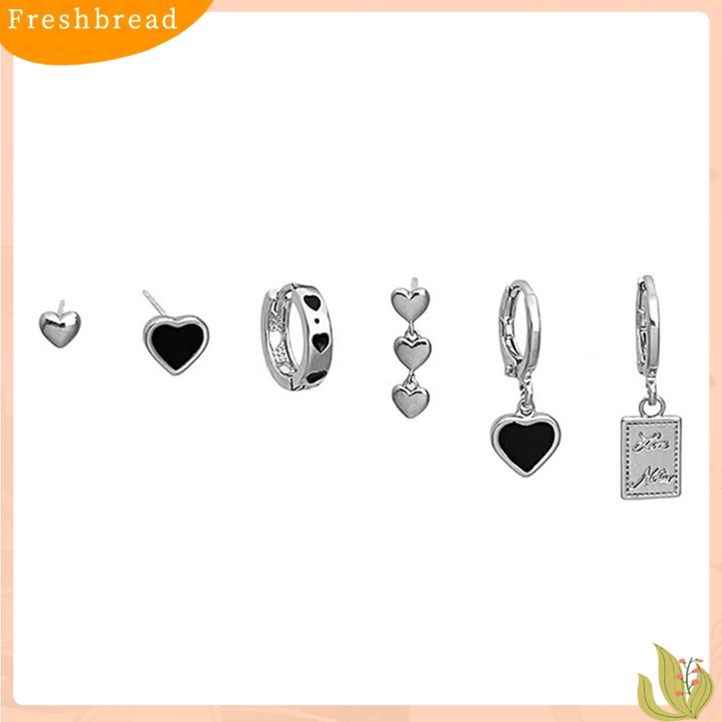 < Freshbread > 1set Anting Wanita Manis Keren Gothic Multi-Gaya Hadiah Elegan Alloy Cinta Hati Berbentuk Hoop Menjuntai Stud Earrings Kit Untuk Pacaran