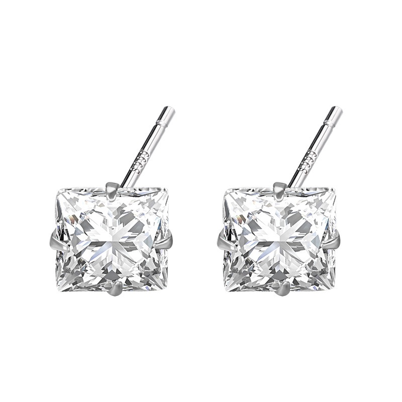 Anting Stud Kristal Persegi Ringan Temperamen Mewah Hadiah Anting Premium