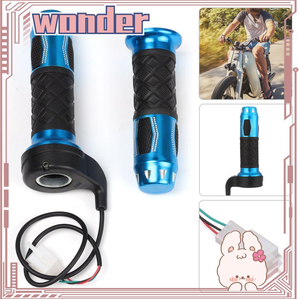 Wonder 1pasang E-Bike Throttle Grip Alat Refitting Aksesoris Kabel Panjang Blue Twist Accelerator