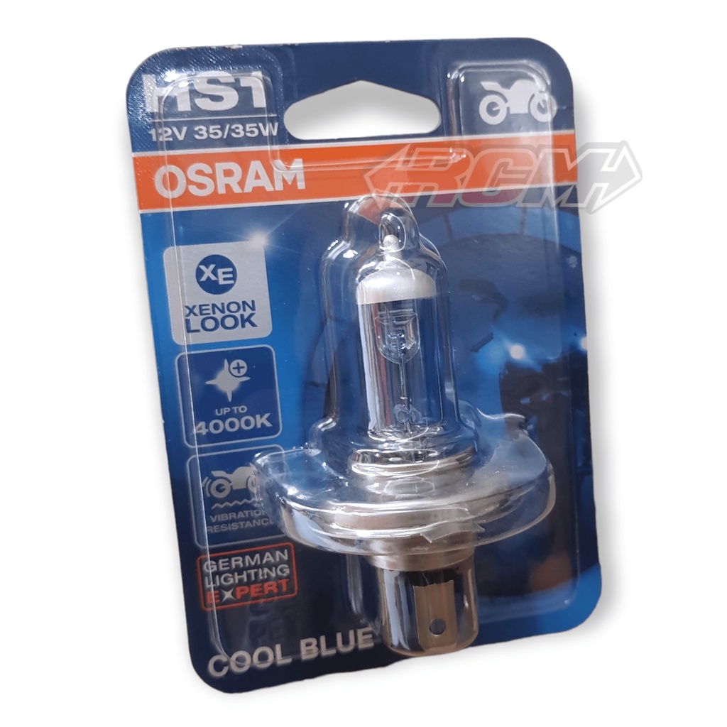 BOHLAM BULB BOLAM LAMPU DEPAN DPN HALOGEN XENON LOOK OSRAM COOL BLUE 4000K H4 H 4 HS1 35W 35 W WATT VIXION BYSON DLL ORI ORIGINAL OSRAM ASLI