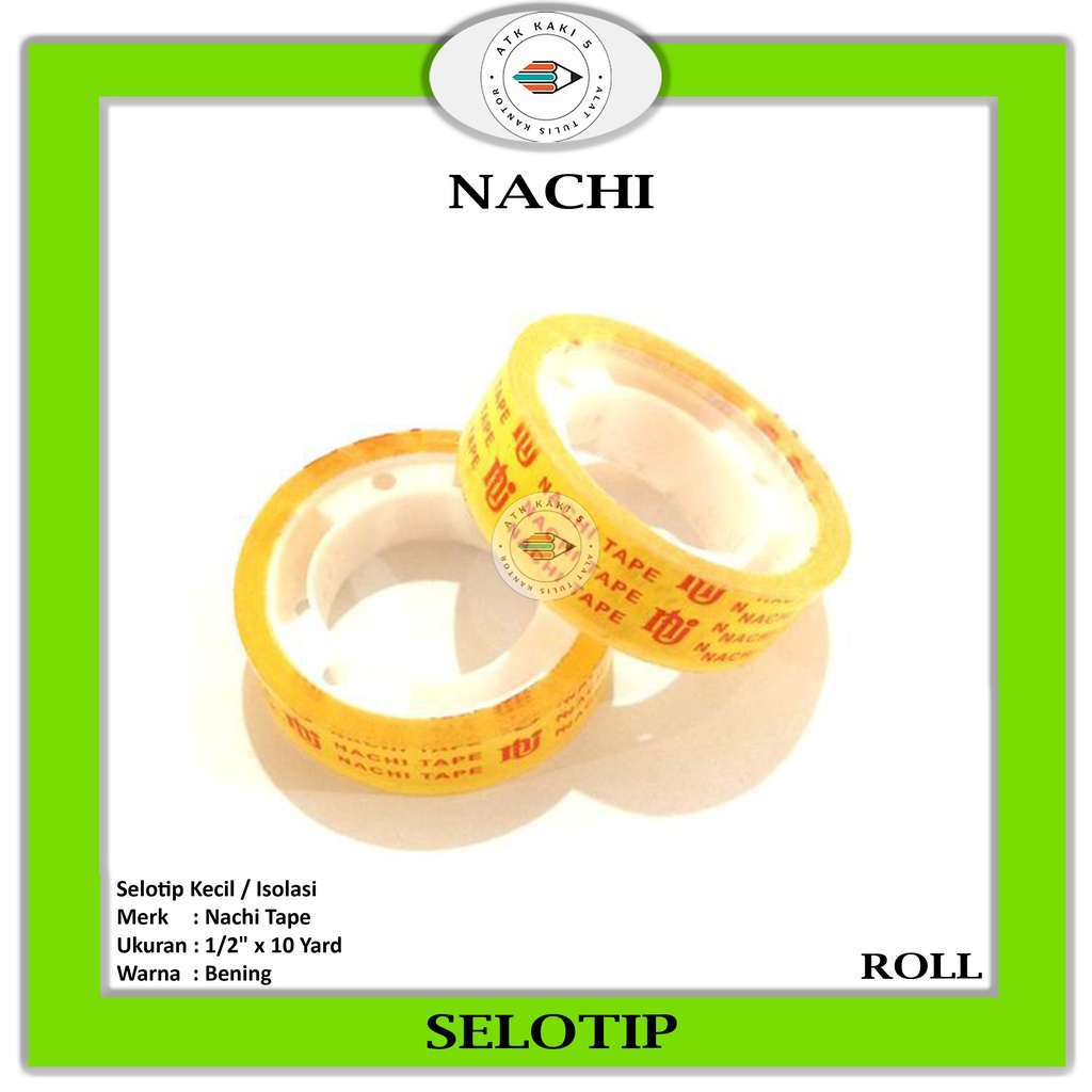 

NACHI - Selotip Kecil / Isolasi 1/2 x 10 Yard -Roll