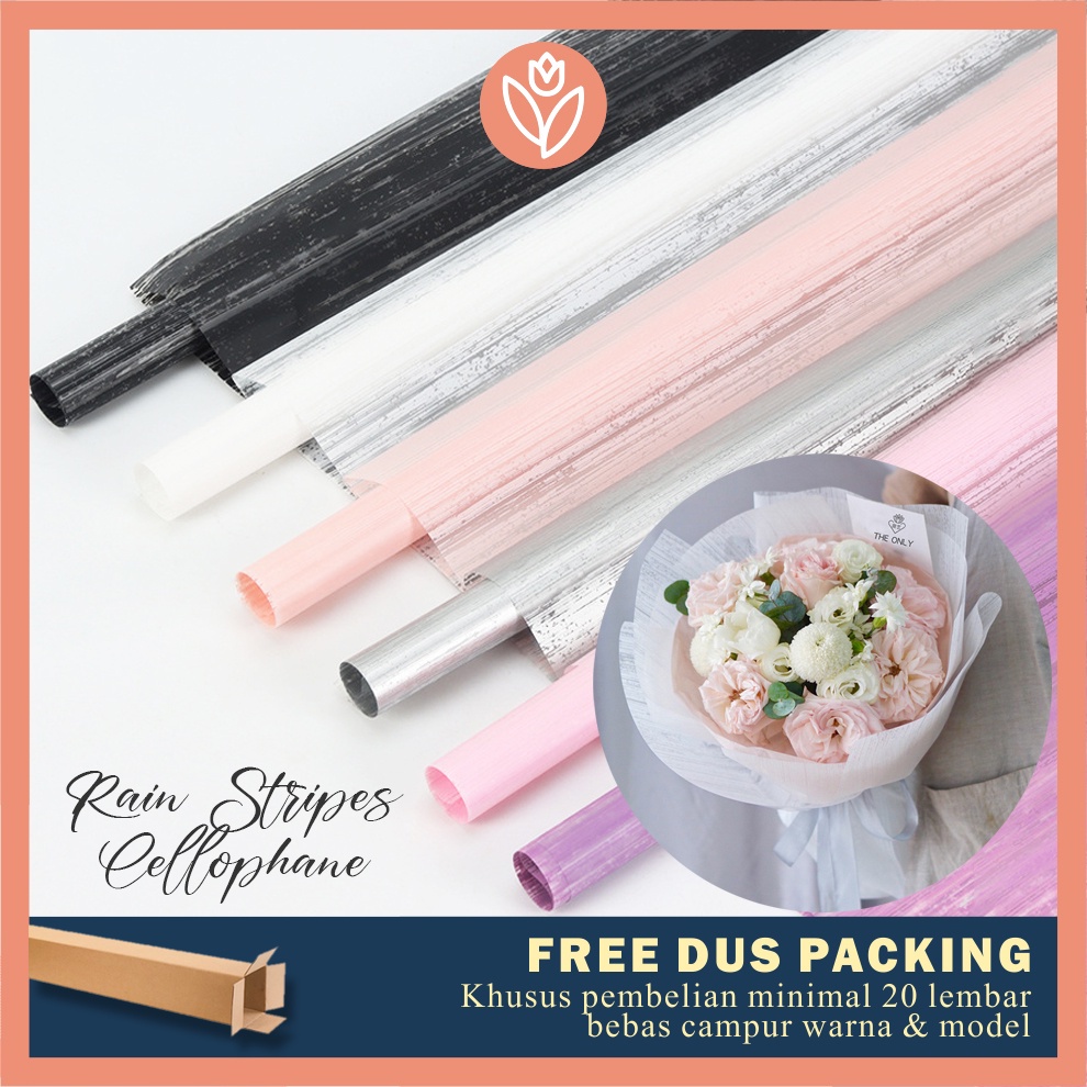 

TULIP PAPERIE ❤ KERTAS BUKET BUNGA CELLOPHANE RAIN STRIPES GARIS GARIS TRANSPARAN