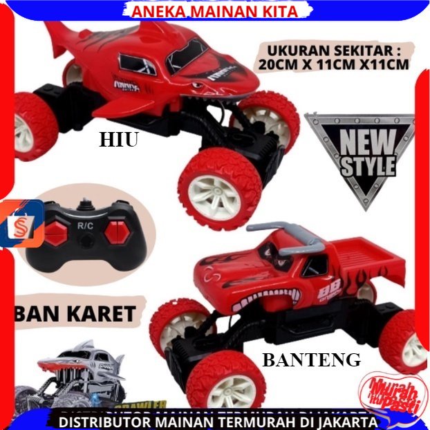 Mainan Anak Mobil RC Rock Crawler Shark Monster Remote Control Hiu