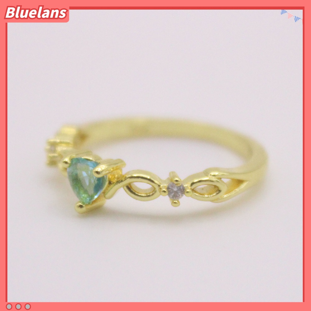 {In Stock} Wanita Fashion Hati Cubic Zirconia Tergabung Hollow Band Cincin Hadiah Perhiasan Pernikahan