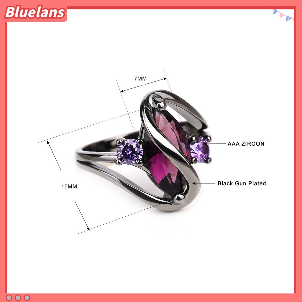 {In Stock} Fashion Wanita Romantis Imitasi Safir Mata Kuda Berbentuk Berongga Keluar Cincin Perhiasan