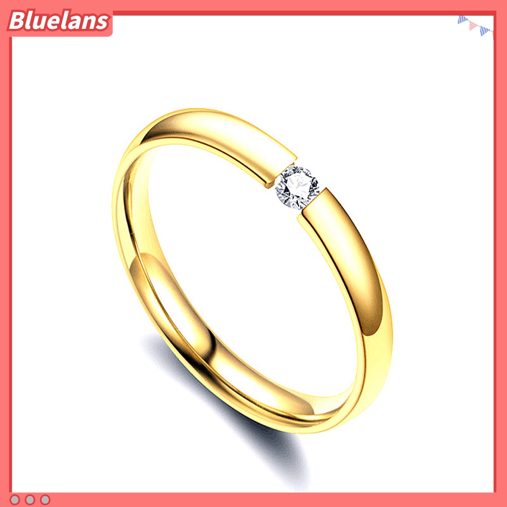 {In Stock} Unisex Fashion Cubic Zirconia Stainless Steel Pasangan Jari Pernikahan Cincin Perhiasan