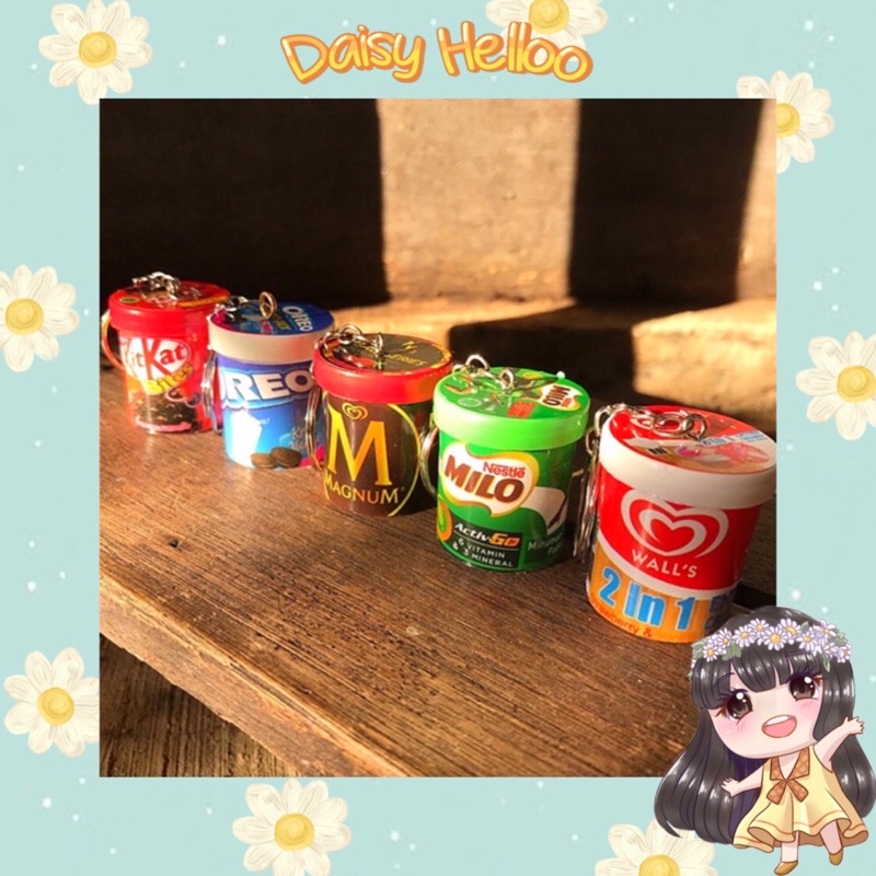 Gantungan Kunci Toples Snack Lucu Magnet Kulkas Miniatur Food Lemari Es Ganci Ice Cream Keychain Kor