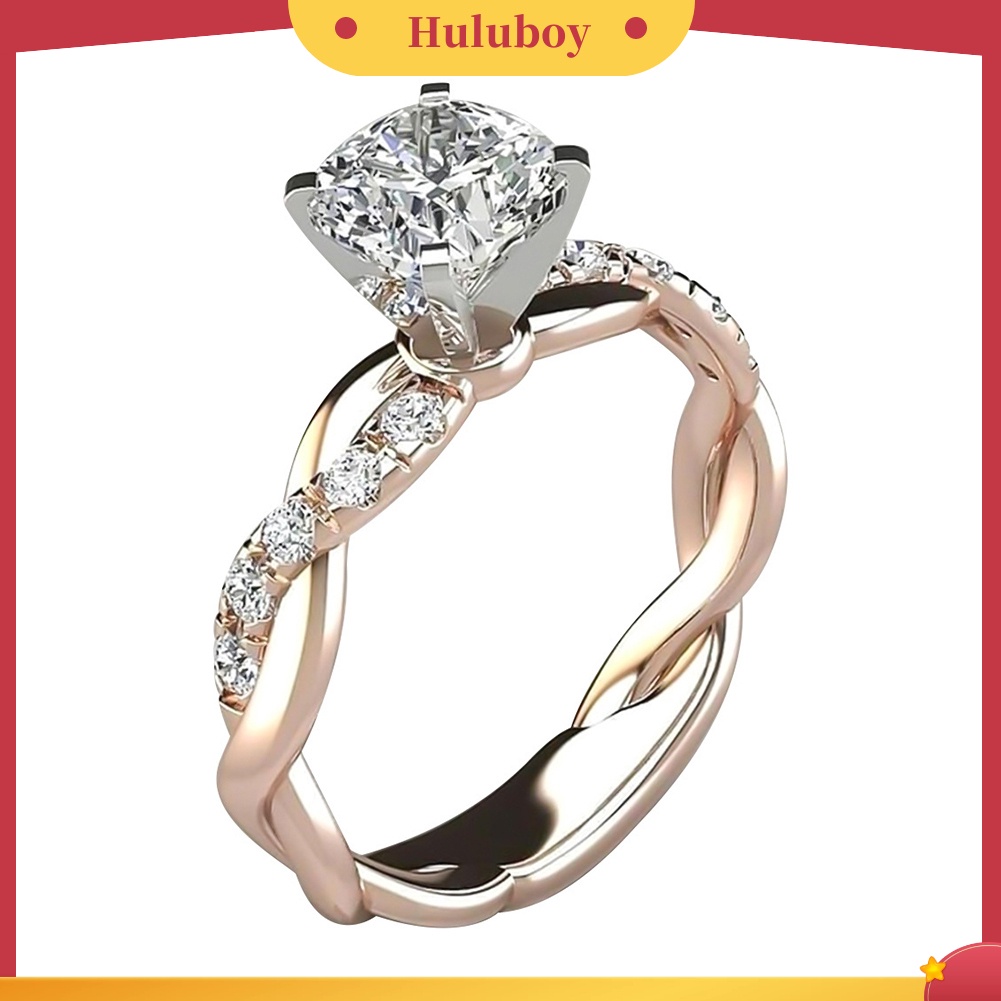 {Ready Stock} Wanita Cubic Zirconia Bertatahkan Twist Finger Ring Hadiah Perhiasan Pertunangan Pernikahan