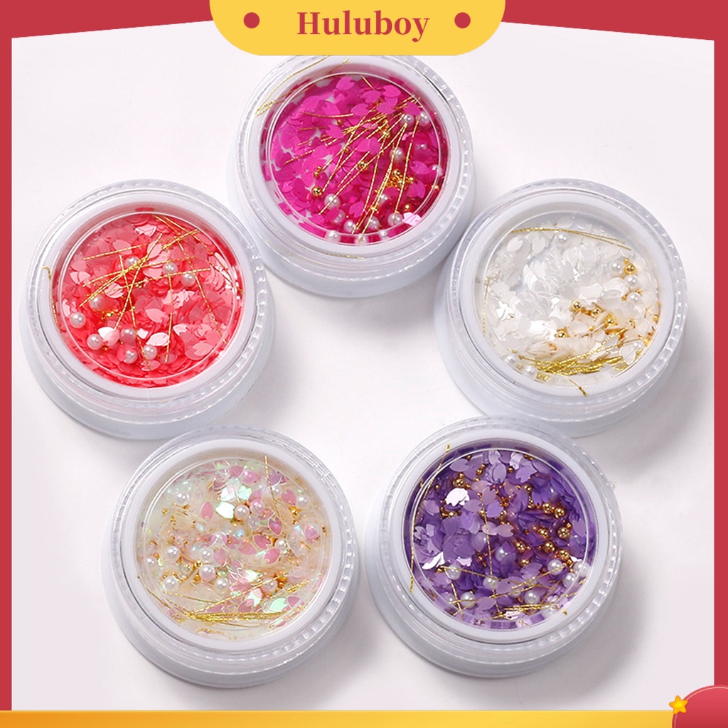 {In Stock} 1kotak Payet Kuku Bentuk Bunga Warna Cerah Ultra-Tipis Mengkilap Efek Visual Pertunjukan Pesona Unik Kelopak Hewan Peliharaan Nail Art Paillettes Sequin Flakes Ornamen Untuk Salon Kuku