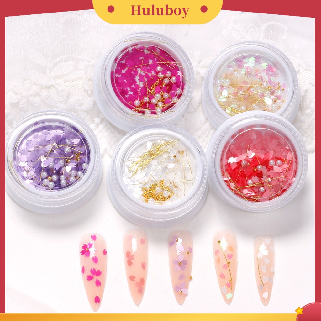 {In Stock} 1kotak Payet Kuku Bentuk Bunga Warna Cerah Ultra-Tipis Mengkilap Efek Visual Pertunjukan Pesona Unik Kelopak Hewan Peliharaan Nail Art Paillettes Sequin Flakes Ornamen Untuk Salon Kuku