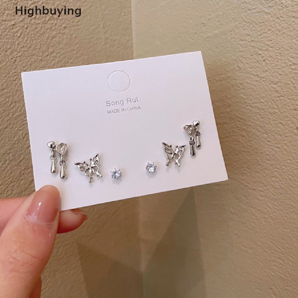 Hbid 6pcs/set Anting Hoop Vintage Warna Silver Fashion Korea Untuk Perhiasan Wanita Y2K Glory