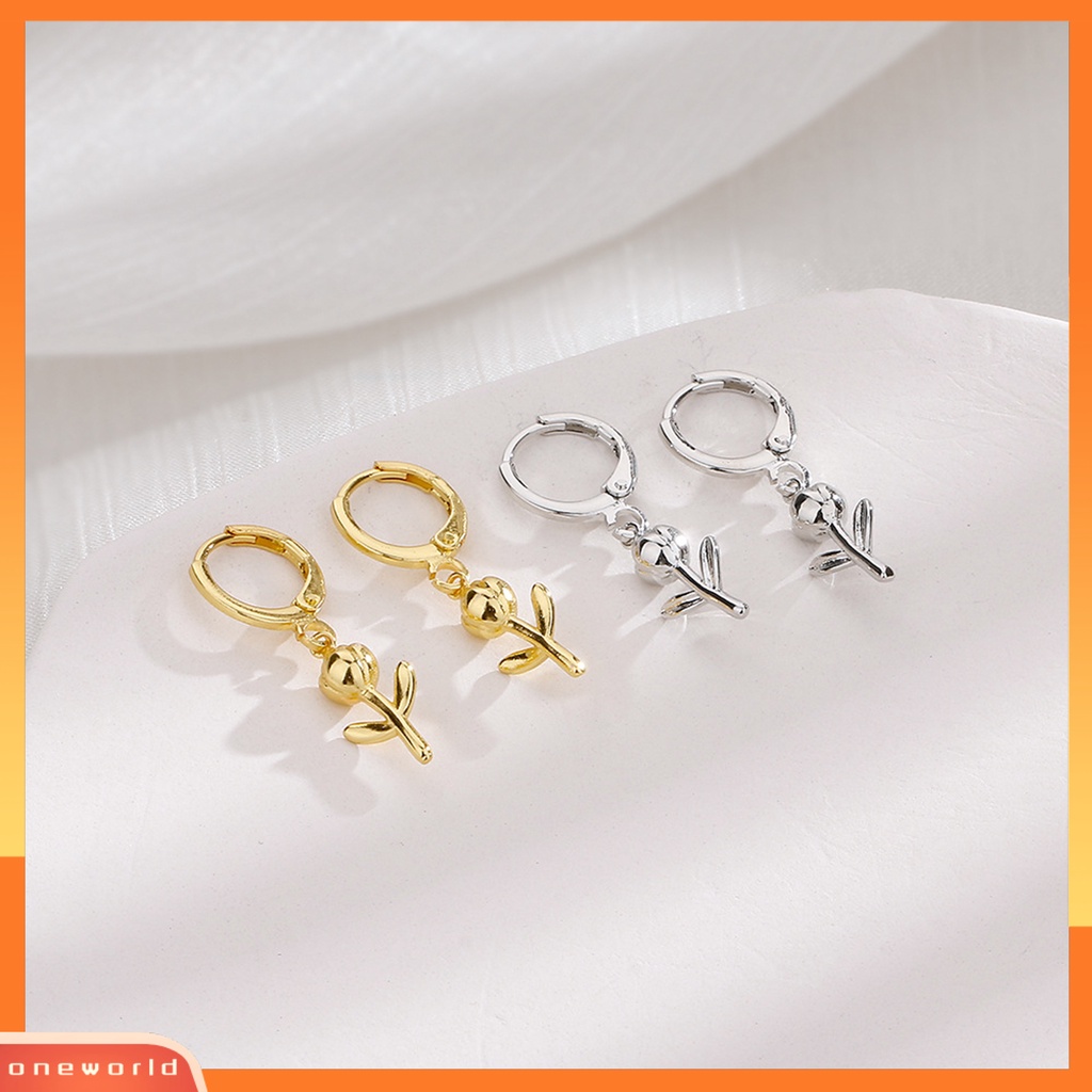 [OWR] 1pc Drop Earring Geometri Liontin High Gloss Electroplating Menawan Mewah Dekorasi Hypoallergenic Tulip Huggie Hoop Earring Perhiasan Aksesori