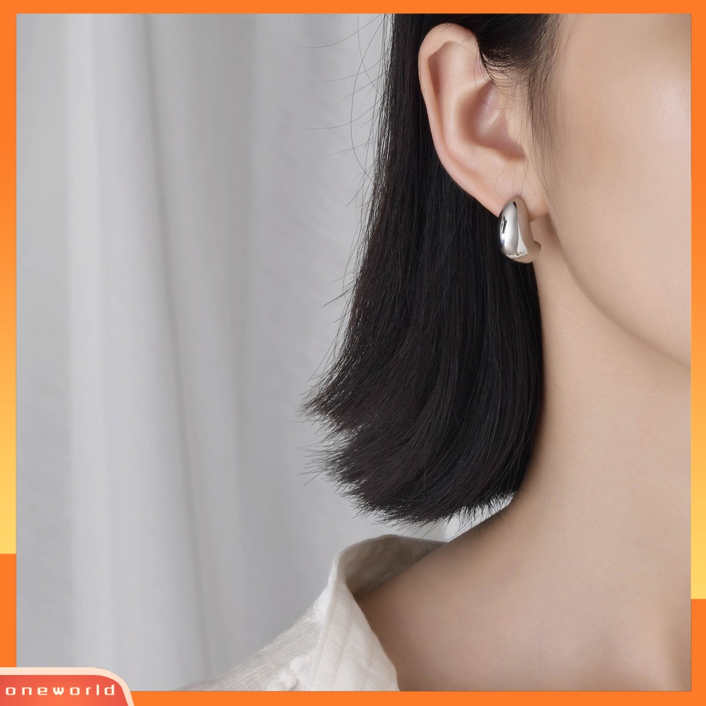 [OWR] 1pasang Ear Studs Retro Stainless Steel Dipoles Hypoallergenic Minimalis Open Hoop Metal Lingkaran Anting Perhiasan Fashion