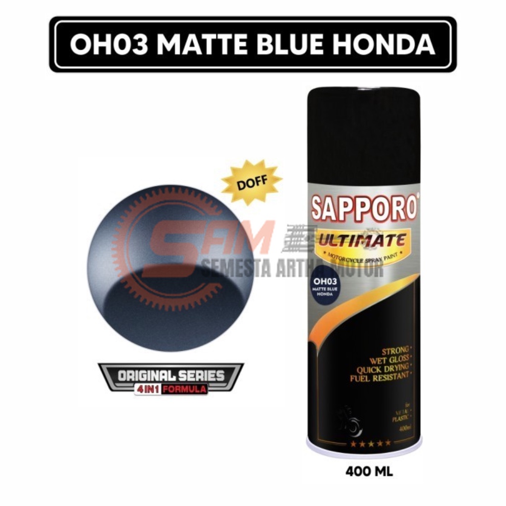 

Pilox Sapporo Ultimate OH03 Matte Blue Honda 4IN1 Cat Semprot 400ml Pilok Aerosol Spray