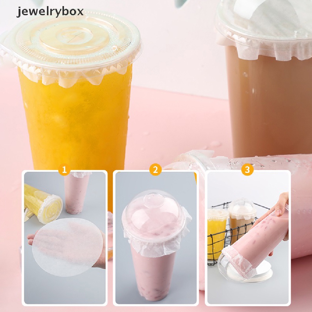 [jewelrybox] 50pcs 11 /12 /13 /14cm Bentuk Bulat Kertas Anti Bocor Films Paking Anti Tumpah Kopi Butik