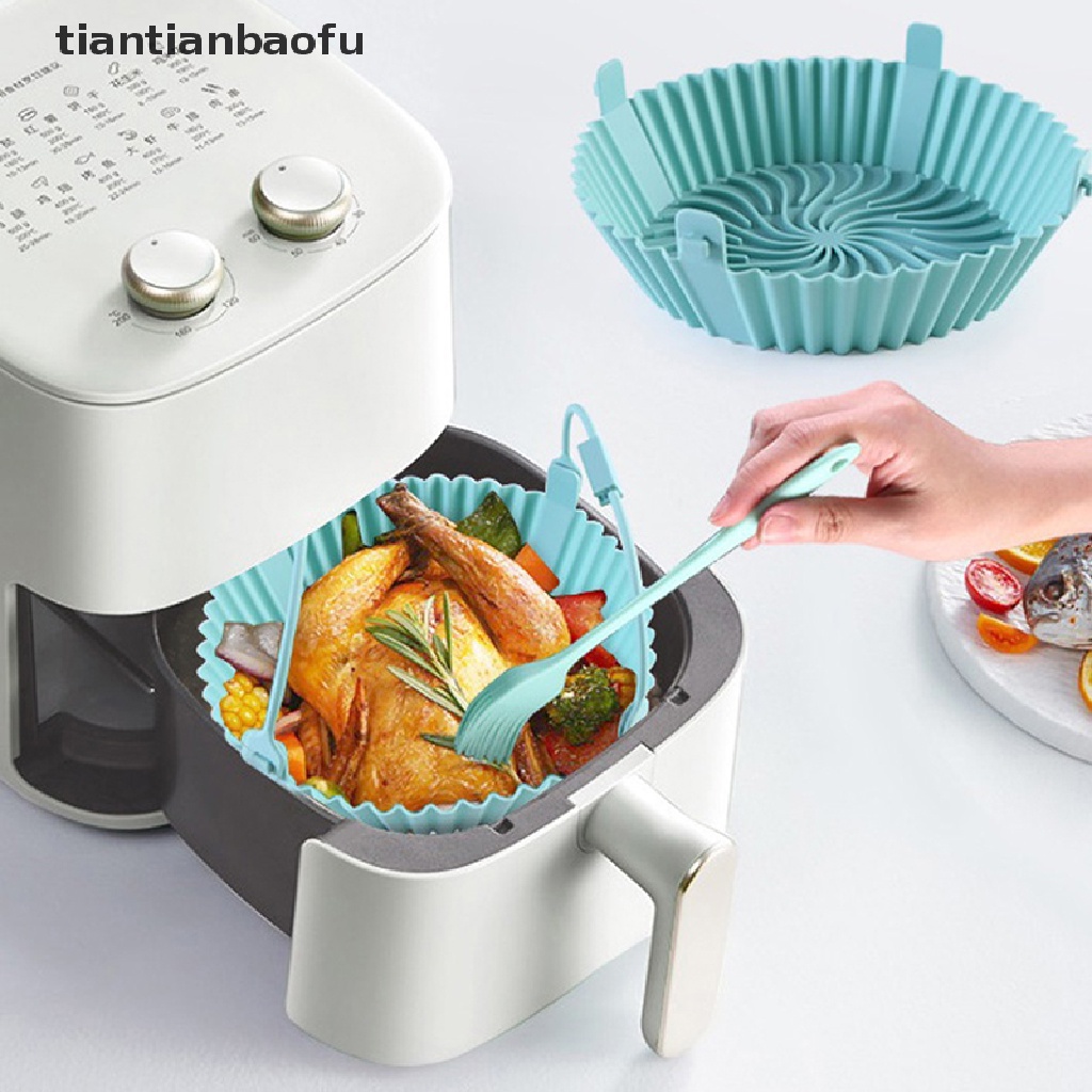 [tiantianbaofu] 22cm Air Fryer Silicone Pot Air Fryer Basket Liner Anti Lengket Oven Baking Tray Butik