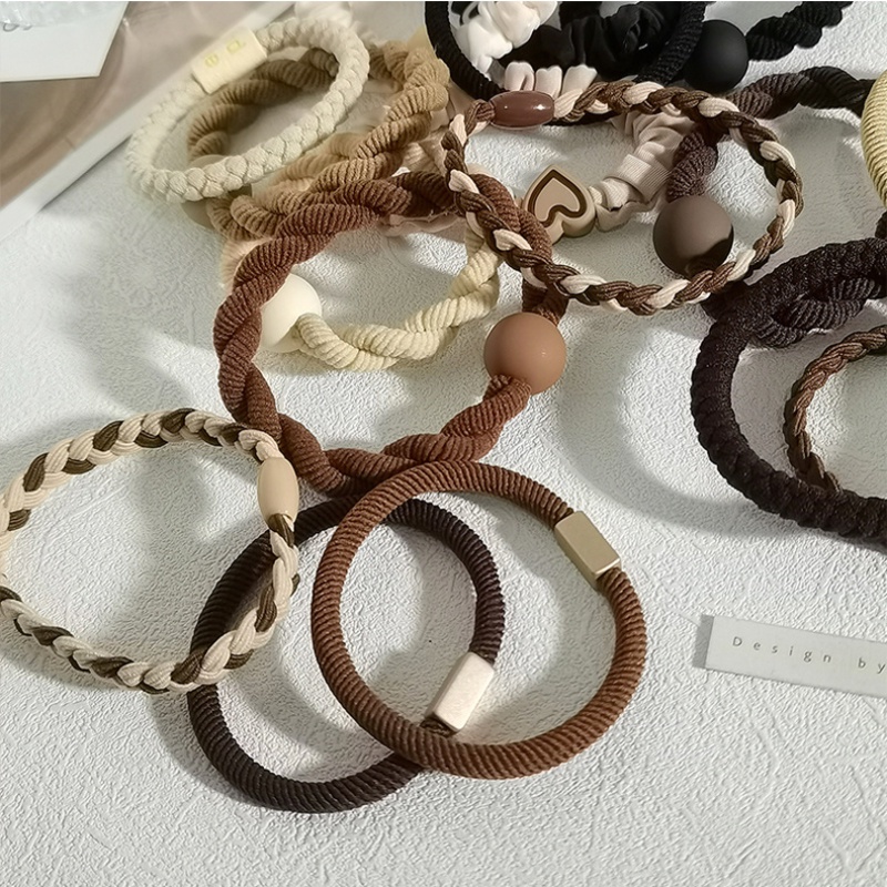10pcs/set Tali Kepalahair Karet Gelang Perempuan Tinggi Elastis Tali Rambut Fashion Rambut