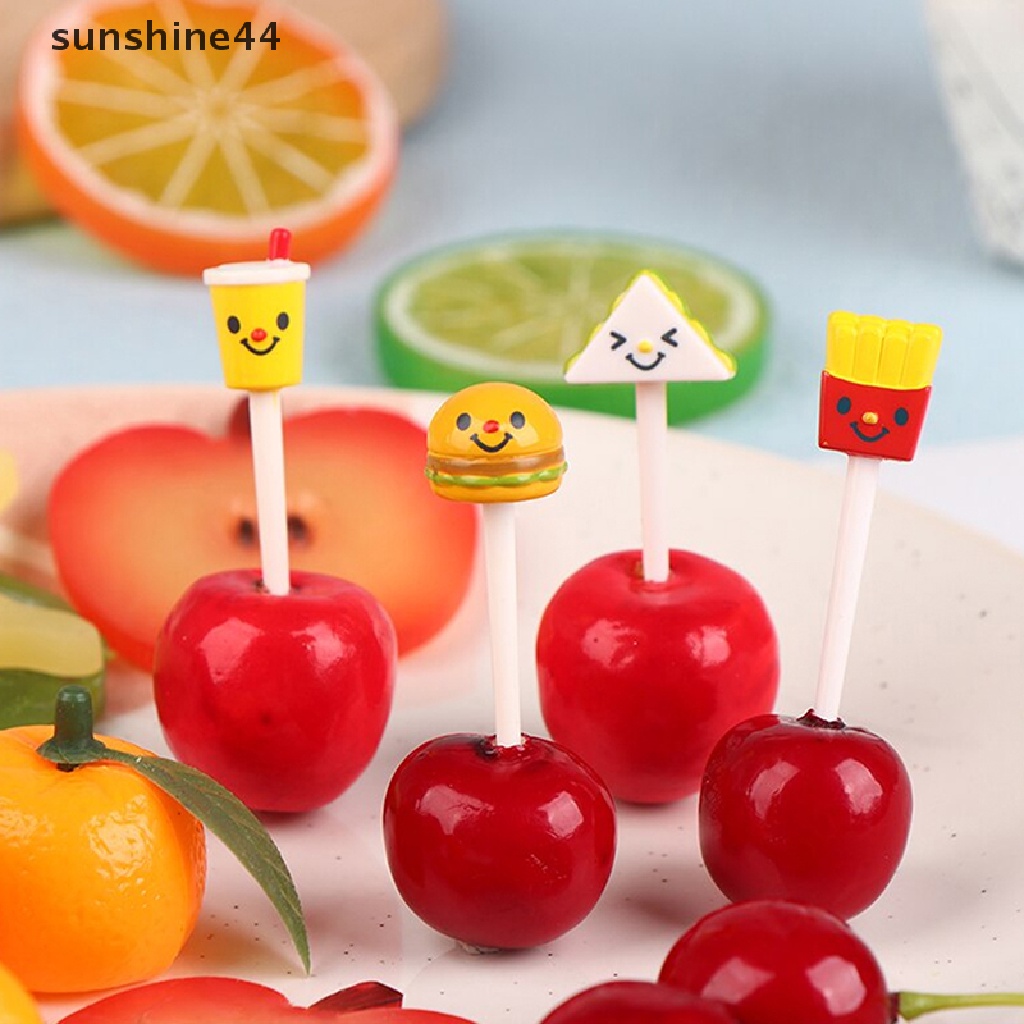 Sunshine Garpu Buah Anak Lunch Box Semangka Mini Plastik Dessert Pastry Anak Snack Garpu Set Kecil Lucu Dessert Kue Forks ID