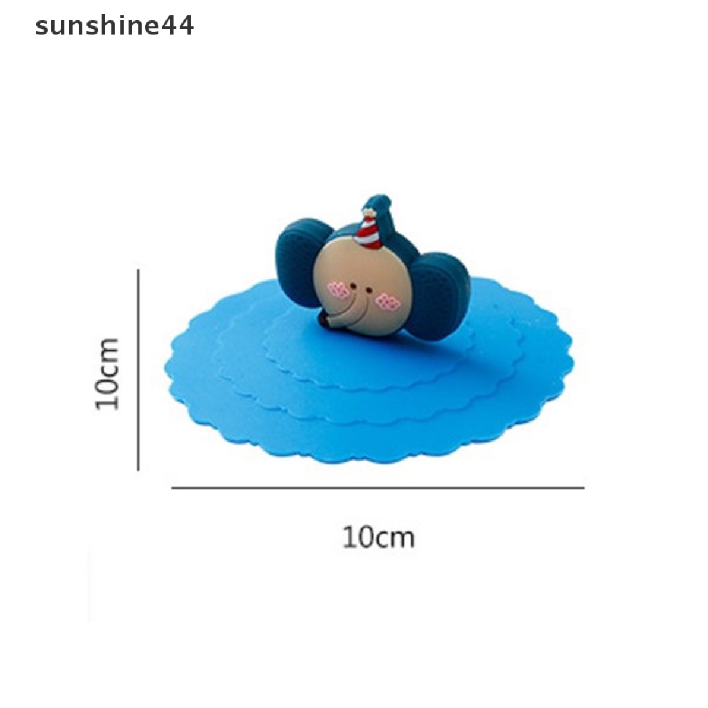 Sunshine Lucu Kartun Silicone Cover Tutup Gelas Minum Tahan Debu Mug Gelas Suction Cap ID