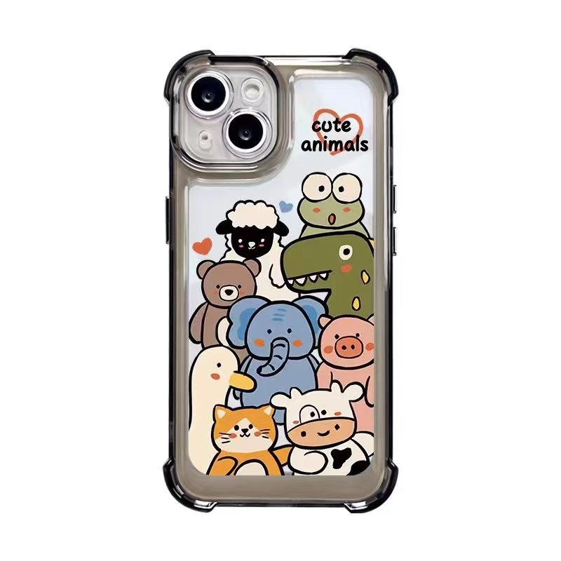 IPHONE Soft Shockproof Case Kompatibel Untuk Iphone11 14 13 12 Pro Max XS Max X XR 7 +8 6 6S Plus Casing Transparan TPU Unik Tombol Cover Pelindung Kamera