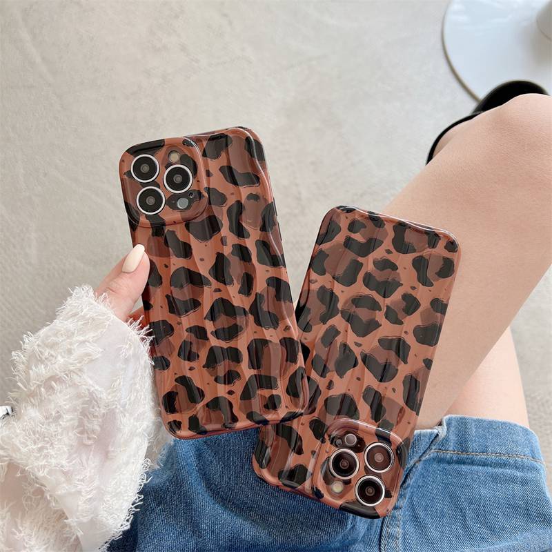 Fashion！Vintage Brown Leopard Print Soft Case iP iPhone 11 12 13 14 + Plus Pro Max FTD IMD Casing Apple