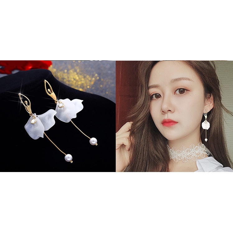 Perak Anting panjang/anting fashion wanita mutiara hati/anting panjang wanita cantik hati