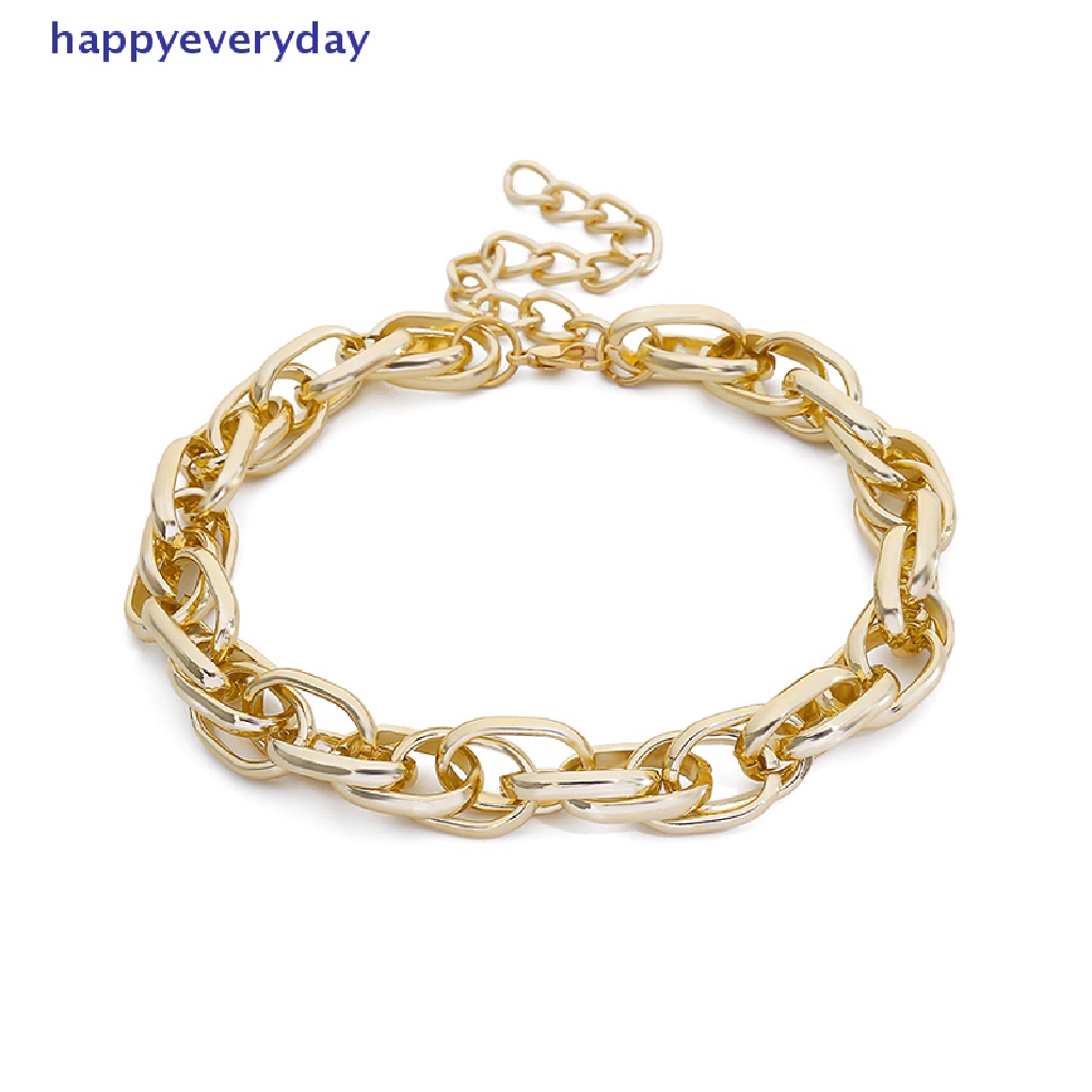 [happy] Punk Berlebihan Logam Berat Tebal Rantai Choker Kalung Wanita Goth Perhiasan Hadiah [ID]