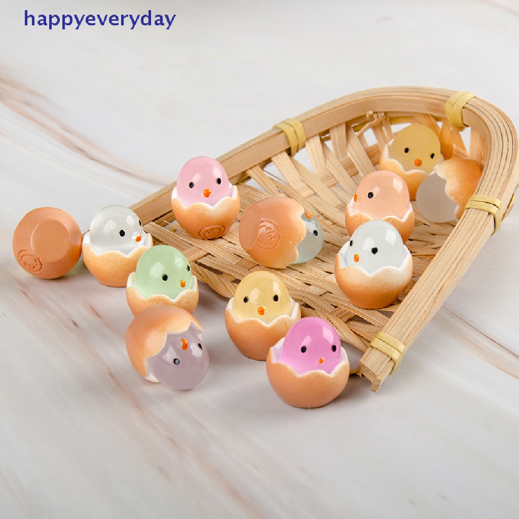 [happy] 5pcs Egg luminous chick resin Aksesoris diy cream gel Ponsel Hiasan Rambut lighg Gantungan Kunci Liontin [ID]